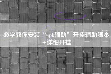 必学教你安装“wpk辅助	”开挂辅助脚本+详细开挂