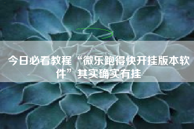 今日必看教程“微乐跑得快开挂版本软件”其实确实有挂